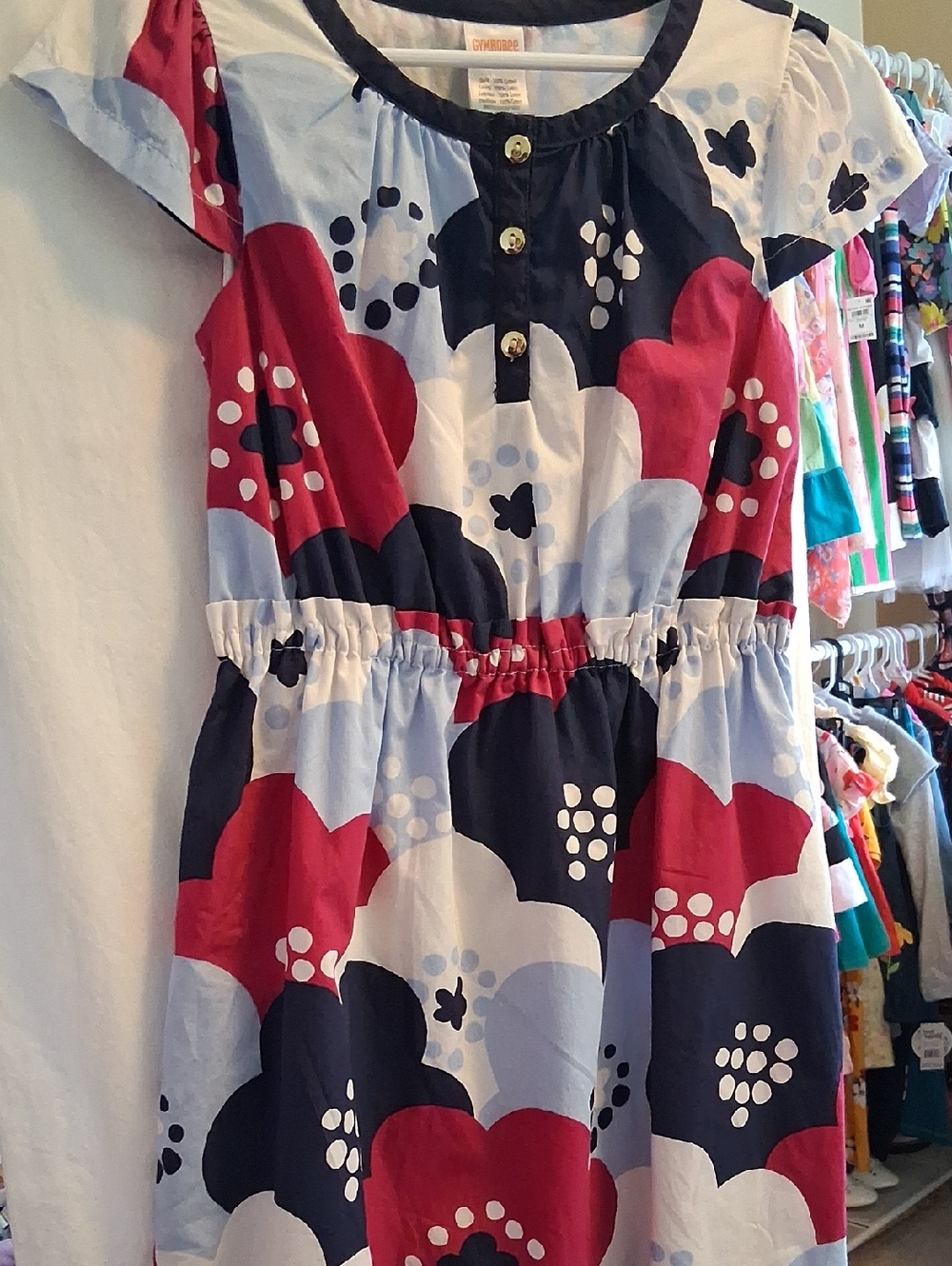 Gymboree Navy, Pink & Light Blue Floral Short Sleeve Dress